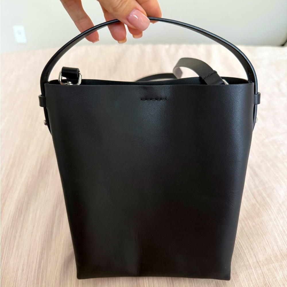 Black leather small tote
